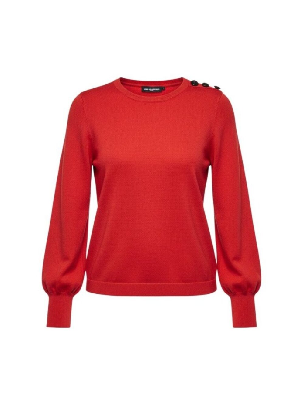 Karl Lagerfeld Red Button-Shoulder Long Sleeve Sweater Womens Knit Top Size M